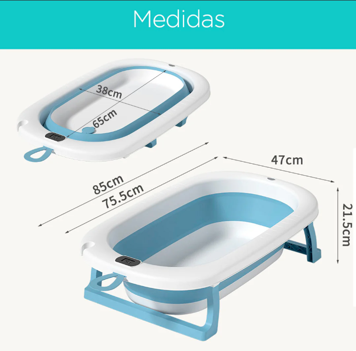 Bañera plegable para bebés con termómetro digital