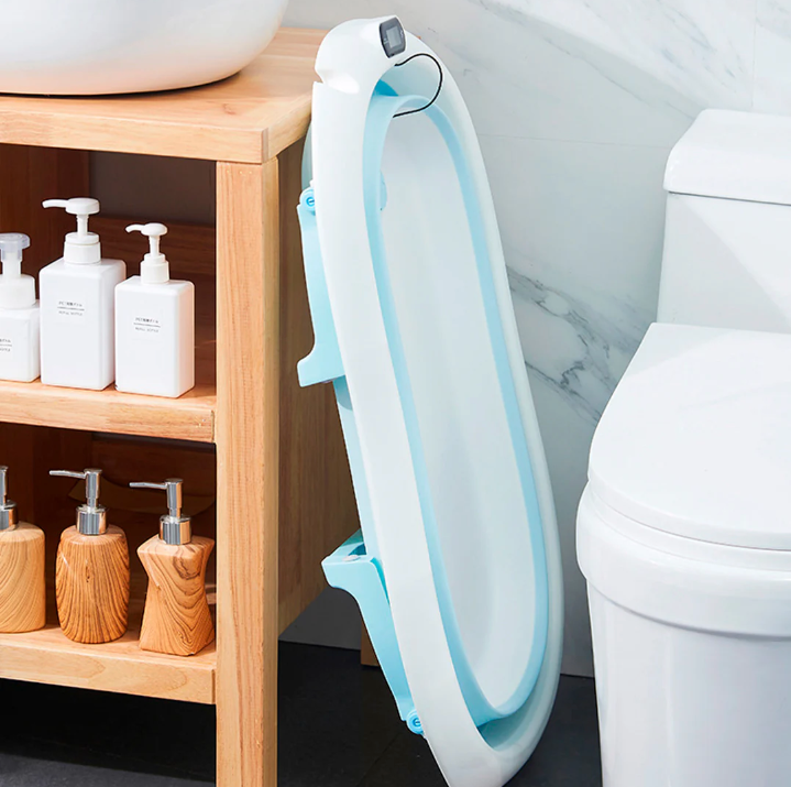 Bañera plegable para bebés con termómetro digital
