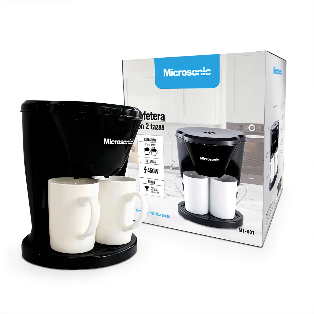 Cafetera Electrica Microsonic Doble Goteo 2 Tazas De Color Negro + ENVIO GRATIS